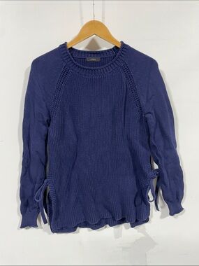 J. Crew Navy Blue Crewneck Sweater with Side Ties